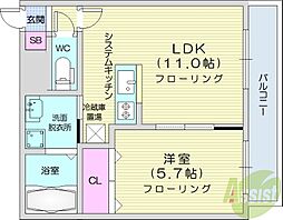レゾ札幌 9階1LDKの間取り