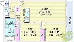 SーRESIDENCE医大南altier 2LDKの間取図画像