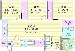 札幌市中央区南十四条西16丁目マンション 3LDKの間取図画像