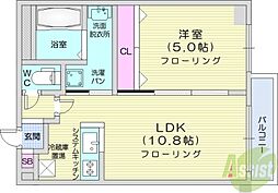 オリオンコート 8階1LDKの間取り
