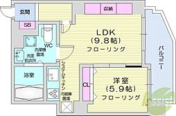 クレステージS6W12タワー 1LDKの間取図画像