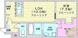 Restson旭山公園通 5階1LDKの間取り