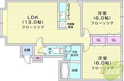 ルミエール栄 2LDKの間取図画像