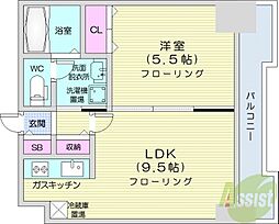 グランカーサ南11条 7階1LDKの間取り