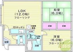 コーポ50 2LDKの間取図画像