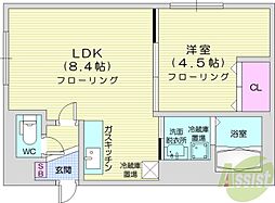 トログランデ新道東 3階1LDKの間取り