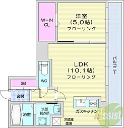 LIENMARUYAMA 3階1LDKの間取り