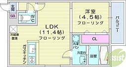 ラヴィアンコート 3階1LDKの間取り