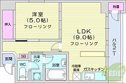 リベルティ大通 1LDKの間取図画像
