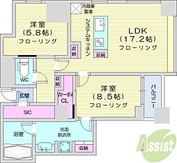 プライムメゾン大通公園 1LDKの間取図画像