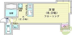 ヴィラ麻生・涼 1Kの間取図画像