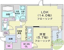 プライムメゾン南2条 1LDKの間取図画像