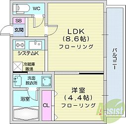 セレブシティ 1LDKの間取図画像