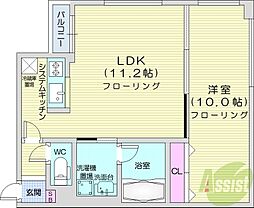 KDXレジデンス南三条 1Kの間取図画像