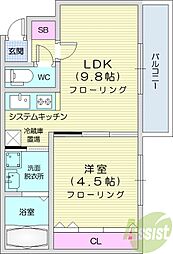 バルボーニN17 1LDKの間取図画像