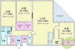 カカオ円山 3LDKの間取図画像