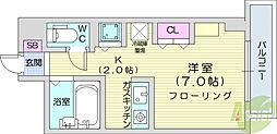 アブニール桑園 1Kの間取図画像