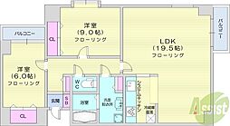 クレステージ南6条 2LDKの間取図画像