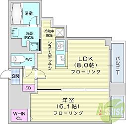 ラ・クラッセ札幌大通ウエスト 1LDKの間取図画像