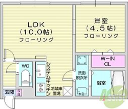 ecoa北27条 1LDKの間取図画像