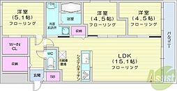 札幌市中央区南六条西20丁目マンション 3LDKの間取図画像