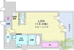 UURコート札幌南3条プレミアタワー ワンルームの間取図画像