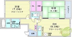 シャトー32 2DKの間取図画像