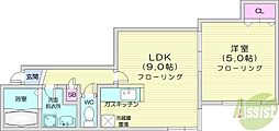 レイディアンス 1LDKの間取図画像