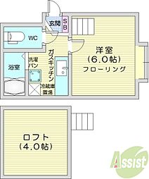 アップルハウス北34条2 1Kの間取図画像