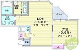 ibiza中島公園 1LDKの間取図画像