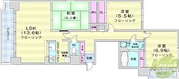 パシフィック近代美術館前 3LDKの間取図画像