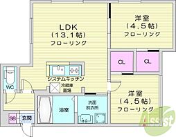 スペチアーレ山鼻 1LDKの間取図画像