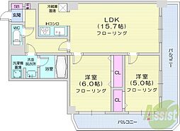 PRIMEURBAN札幌リバーフロント 2LDKの間取図画像