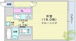ソーレルハイツ植物園 1Kの間取図画像