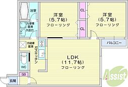 Felicen36 2LDKの間取図画像
