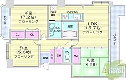 第3エクセルナガタ 3LDKの間取図画像