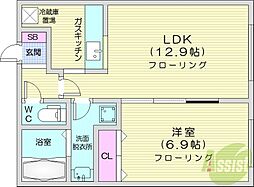 ルネッサンス円山くりの木 1LDKの間取図画像