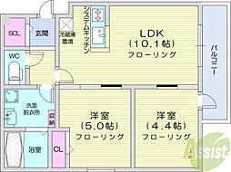 E-horizon北円山 2LDKの間取図画像