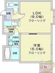 ノースフィールド 1LDKの間取図画像