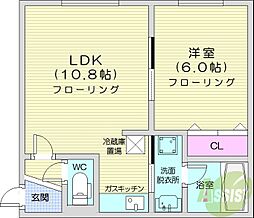 コート南円山 1LDKの間取図画像
