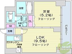 トレジャーコートA 1LDKの間取図画像