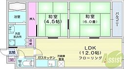 ラフォーレ山鼻 2LDKの間取図画像