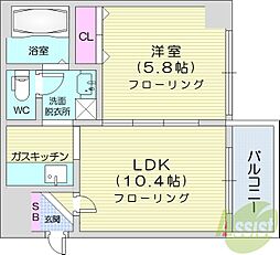 ウィルドゥ北24条 1LDKの間取図画像