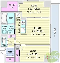 アルファスクエア中島公園 2LDKの間取図画像
