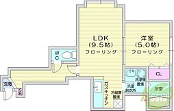 パシフィックオーシャン 1LDKの間取図画像