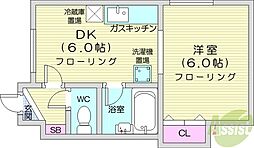 アベニール 1DKの間取図画像
