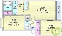 レオーネ新琴似 2LDKの間取図画像