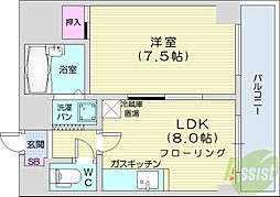ドミ17公園通り 1LDKの間取図画像