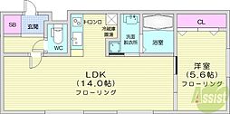 パークヒルズ山鼻 1LDKの間取図画像