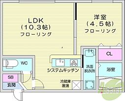 S-RESIDENCE桑園イースト 1LDKの間取図画像